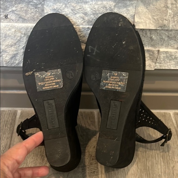 Seychelles Black Suede Leather Slingback Wedges with Bow Detail size 7 1/2 - Picture 10 of 11